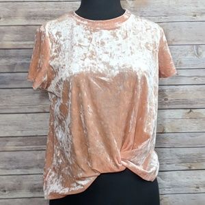Love on Tap Peach Velour Twist Front Shirt